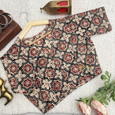 Vriksham Premium Floral Printed Readymade Blouse-Kalamkari Print-Off White Black & Red-VS4527
